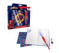 Disney Marvel Spider-Man Juego de Papelería, Incluye Diario Secreto Boligrafo Pegatinas y Candado con Llaves, Regalo Set de Papeleria para Niños