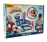 Disney - Marvel - Spidey and his Amazing Friends - Juego de bolígrafos con pulverizador de batería - Aerógrafo para niños - Set para colorear con lápices de colores y páginas para colorear