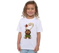 Disney Maui Moana Stacked Girls T Shirt Camiseta, Blanco, 5-6 años para Niñas