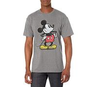 Disney Men's Giant Mickey Mouse Gray Graphic T-Shirt, Grey, Large