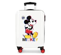 Disney Mickey 3D Maleta de Cabina Blanco 38x55x20 cms Rígida ABS Cierre de combinación Lateral 34L 2 kgs 4 Ruedas Dobles Equipaje Mano
