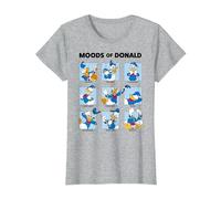 Disney Mickey And Friends Donald Duck Moods Box Up Camiseta, Mujer, Gris Jaspeado, S