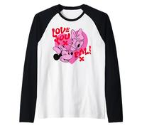 Disney Mickey And Friends Love You Pal Minnie & Daisy Heart Camiseta Manga Raglan