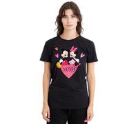Disney Mickey and Minnie Mouse Xoxo Valentine's Day Camiseta de Mujer, Negro, M