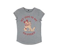 Disney Mickey Classic Copilot-Camiseta de Manga Larga para Mujer, Gris, S