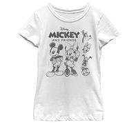 Disney Mickey Freinds Sketch Camiseta, Blanco, XL para Niñas