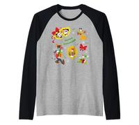 Disney Mickey & Friends Happy Holidays Christmas Holly Bows Camiseta Manga Raglan