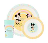 Disney Mickey & Friends - Juego de vajilla infantil de polipropileno de 3 piezas, plato, cuenco y vaso con Mickey Mouse y Minnie Mouse, apto para microondas y lavavajillas, apto para mayores de 36