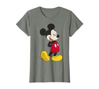 Disney Mickey & Friends Mickey Classic - Retrato Camiseta, Mujer, Verde militar jaspeado, S