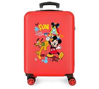 Disney Mickey Here Starts Maleta de Cabina Rojo 38x55x20 cms Rígida ABS Cierre de combinación Lateral 35L 2 kgs 4 Ruedas Dobles Equipaje Mano