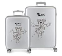 Disney 100 Mickey Joyful Happy Juego de maletas Gris 55/70 cms Rígida ABS Cierre TSA integrado 119L 6 kgs 4 Ruedas dobles equipaje mano