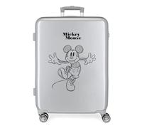 Disney 100 Mickey Joyful Happy Maleta mediana Gris 48x70x26 cms Rígida ABS Cierre TSA integrado 81L 4 kgs 4 Ruedas dobles