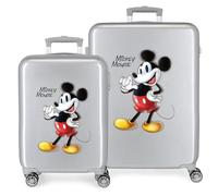 Disney Mickey Joyful Juego de maletas Gris 55/70 cms Rígida ABS Cierre TSA integrado 119L 6 kgs 4 Ruedas dobles equipaje mano