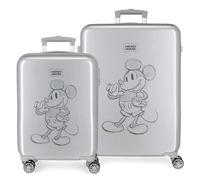 Disney Mickey 100 Juego de maletas Gris 55/68 cms Rígida ABS Cierre de combinación lateral 104L 6 kgs 4 Ruedas dobles Equipaje de Mano