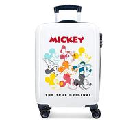 Disney, Mickey Magic Maleta de cabina Blanco 37x55x20 cms Rígida ABS Cierre combinación 33 L 2,8 Kgs 4 Ruedas Dobles Equipaje de Mano