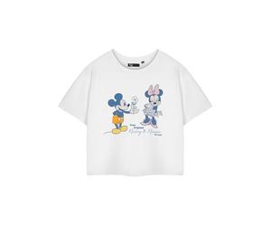 Disney Mickey & Minnie - Camiseta blanca de manga corta para mujer, diseño de personajes gráficos, ropa de manga corta retro de moda | Regalo de mercancía para ella, blanco, 3XL