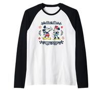 Disney Mickey & Minnie Fiesta Papel Picado Style Mexican Art Camiseta Manga Raglan
