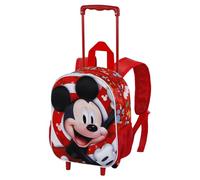 Disney Mickey Minnie-Mochila 3D con Ruedas Pequeña, 26 x 34 cm, Capacidad 12.5 L, Rojo Twirl