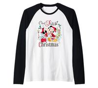 Disney Mickey & Minnie Our First Christmas Holiday Couples Camiseta Manga Raglan