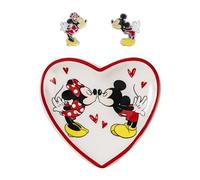 Mickey & Minnie SF00675L.PH - Juego de pendientes y bandeja de abalorios con forma de corazón para niñas, talla única, Latón, No es una piedra preciosa