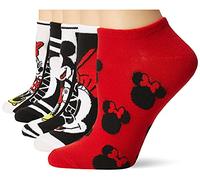 Disney Mickey Mouse 5 Pack No Show Socks Calcetín Informal, Negro Rojo Multi, 36-38 (Pack de 5) para Mujer