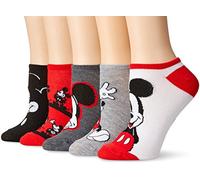 Disney Mickey Mouse 5 Pack No Show Socks Calcetines Casuales, Multicolor, L (Pack de 5) para Mujer