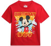 Disney Mickey Mouse Birthday Boy Shirt - Camiseta de cuello redondo de manga corta, diseño de tees gráficos para niños (talla 3T-7), Mickey Red, 7
