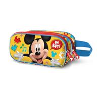 Disney Mickey Mouse Boy-Estuche Portatodo 3D Doble, Amarillo, 22 x 10 cm