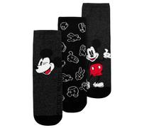 Disney Mickey Mouse Calcetines para hombre - Zapatillas Hombre Medias Gris/Negro (3 unidades), Gris y negro., 43-45