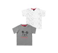Disney Mickey Mouse Camiseta de Bebé para Niños y Niñas - Camisa Ropa de Bebé Manga Corta Blanco Gris (Pack de 2) (DE/NL/SE/PL, Numérico, 86, 92, Blanco/Gris)