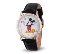 DISNEY Mickey Mouse Cardiff - Reloj analógico de Cuarzo con Correa de Piel para Adultos, Negro, Correa