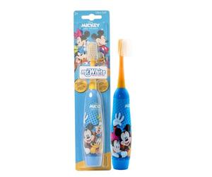 Disney Mickey Mouse - Cepillo de dientes a pilas con tapa de protección, sistema de cabeza vibratoria suave y mango cómodo para niños de más de 4 años, incluye 1 batería AA
