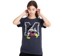Mickey Mouse Classic Walk Ladies T Shirt, Deep Navy Camiseta, Azul Marino Profundo, L para Mujer