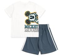 Disney Mickey Mouse - Conjunto de camiseta y pantalones cortos de malla para bebι, color blanco, 12 meses
