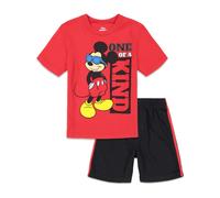 Disney Mickey Mouse - Conjunto de camiseta y pantalones cortos de malla para bebιs, color rojo, 18 meses