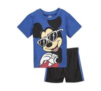 Disney Mickey Mouse Conjunto de camiseta y pantalones cortos de malla para niρos grandes, azul marino, 12