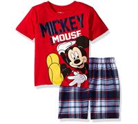Disney Mickey Mouse - Conjunto de camiseta y pantalones cortos para niρos pequeρos, color rojo 7