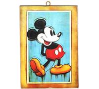 Disney Mickey Mouse - Cuadro de estilo vintage, serie de dibujos animados, impresión sobre madera, 25 x 18 cm