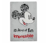 Disney Mickey Mouse Do the Impossible - Letrero de metal en relieve, arte de pared vintage de Mickey Mouse con cita inspiradora de Walt Disney