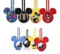 Disney Mickey Mouse Ears - Paquete de 4 Fundas de Silicona para Airtag, 4 llaveros para Airtag incluidos, Bucle para Airtag de Mickey Mouse con 4 diseños, Accesorios de Llavero para Apple Airtag,