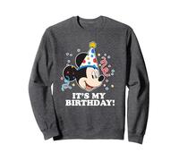 Disney Mickey Mouse Es mi cumpleaños Sudadera, Unisex para adultos, Jaspeado Oscuro, S