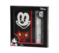 Disney Mickey Mouse Face-Caja Regalo con Diario y Bolígrafo Fashion, Negro, 22,4 x 23,2 cm