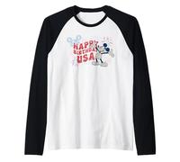 Disney Mickey Mouse Happy Birthday USA 4th of July 250th Camiseta Manga Raglan