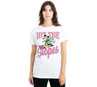 mandarin creative ltd Mickey Mouse Hit The Slopes Ladies T Shirt, White Camiseta, Blanco, XL para Mujer