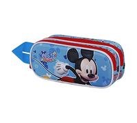 Disney Mickey Mouse House-Estuche Portatodo 3D Doble, Azul, 22 x 9.5 cm