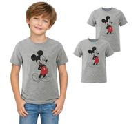 Disney Mickey Mouse - Juego de 2 camisetas de manga corta para niños, 93% algodón, producto oficial, paquete doble en gris y azul, niños pequeños y escolares, gris, 98-104