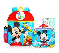 Disney Mickey Mouse - Juego de mochila y lonchera para niños, paquete con colorida mochila de Mickey, colorida bolsa de almuerzo de Mickey, tatuajes y más | Mochila de Mickey para niños