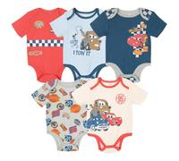 Disney Mickey Mouse Lion King Winnie the Pooh Pixar Toy Story Buscando a Nemo Baby, paquete de 5 mamelucos para recién nacidos a bebés, Coches, azul/rojo, 6-9 Months