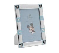Disney - Mickey Mouse - Marco de fotos chapado en plata real de 4 x 6 pulgadas con borde de una sola apertura - Fabricado en Italia - Mercancía con licencia de Disney - Parte trasera de madera
