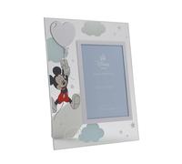 Disney Mickey Mouse - Marco de fotos de cristal chapado en plata 999 con apertura de 5 x 7 pulgadas, fabricado en Italia, producto con licencia de Disney, regalo para recién nacidos, primeros años,